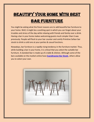 Beautify Your Home With Best Bar Furniture