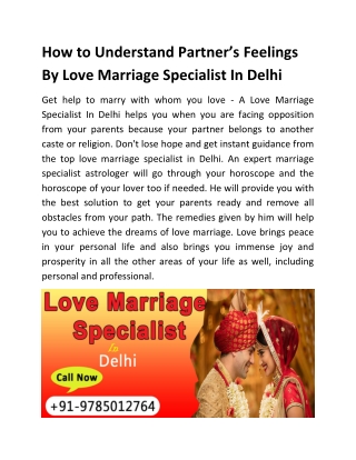 How to Understand Partner’s Feelings By Love Marriage Specialist In Delhi