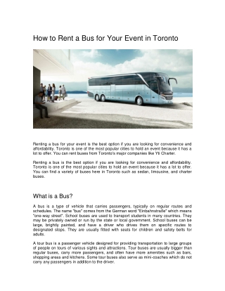How to rent a bus for your event in Toronto