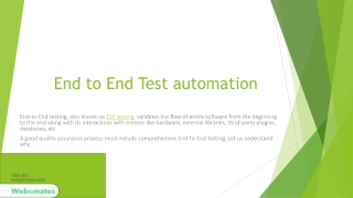 End to End Test automation