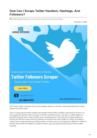 How Can I Scrape Twitter Handlers Hashtags And Followers