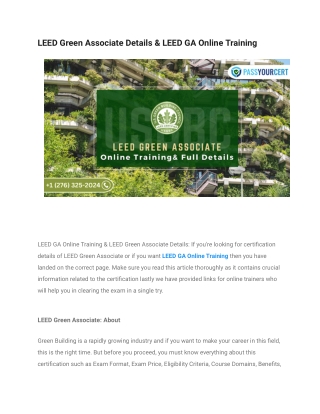 LEED Green Associate Details & LEED GA Online Training