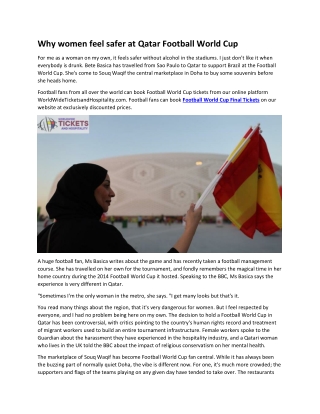 Why women feel safer at Qatar Football World Cup