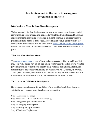 How to stand out in the move-to-earn game development market