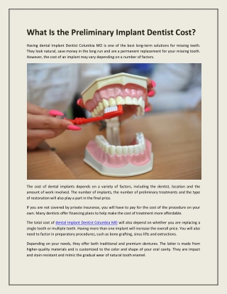 What Is the Preliminary Implant Dentist Cost?
