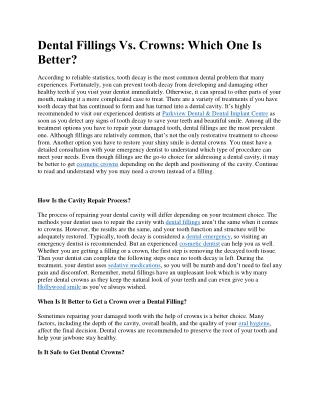Dental Fillings Vs Crowns Which One Is Better