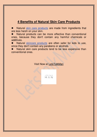 4 Benefits of Natural Skin Care Products