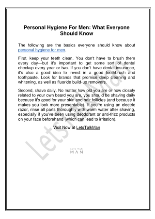 Personal Hygiene For Men What Everyone Should Know