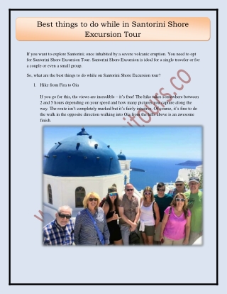 Best things to do while in Santorini Shore  Excursion Tour