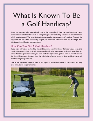 What Is Known To Be a Golf Handicap