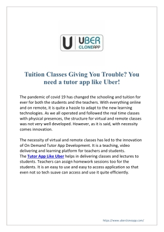 Tuition Classes Giving You Trouble? You need a tutor app like Uber!