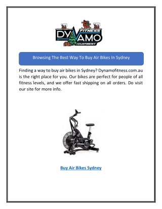 Browsing The Best Way To Buy Air Bikes In Sydney