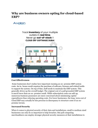 Why are business owners opting for cloud-based ERP