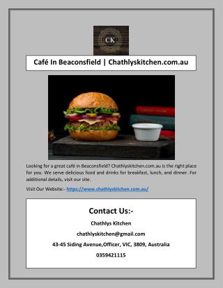 Café In Beaconsfield | Chathlyskitchen.com.au