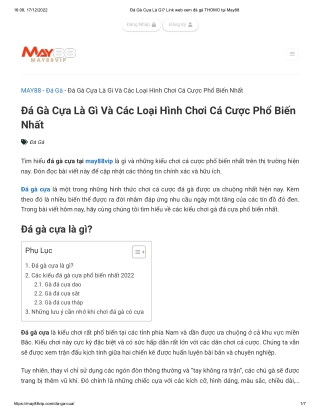 Đá Gà Cựa Là Gì_ Link web xem đá gà THOMO tại May88