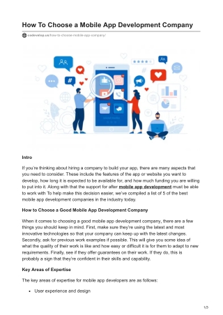 How To Choose a Mobile App Development Company?