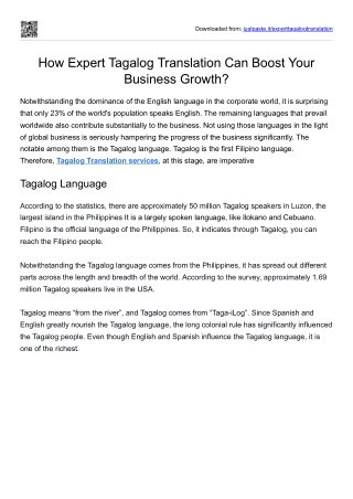 How Expert Tagalog Translation Can Boost Your Business Growth?