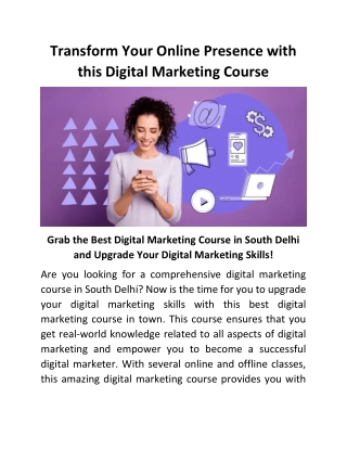 Transform Your Online Presence with this Digital Marketing Course