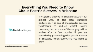 Everything You Need to Know About Gastric Sleeves in Brisbane