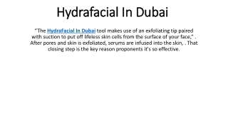 Hydrafacial In Dubai