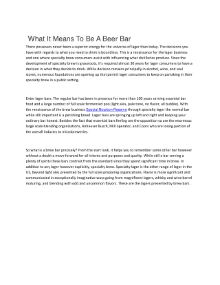 What It Means To Be A Beer Bar