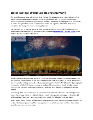 Qatar Football World Cup closing ceremony