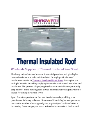Thermal Insulated Roof