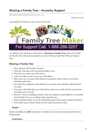 Sharing a Family Tree  Ancestry Support