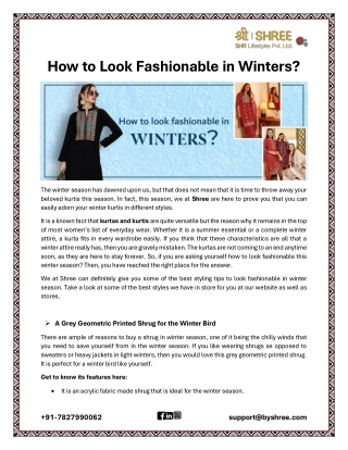 How To Look Fashionable In Winters?