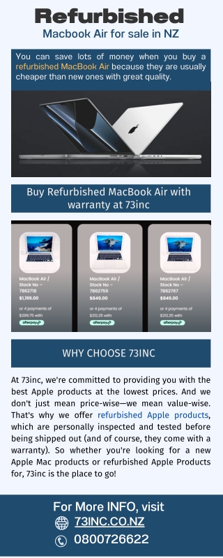 Refurbished Macbook Air For Sale in NZ - 73inc
