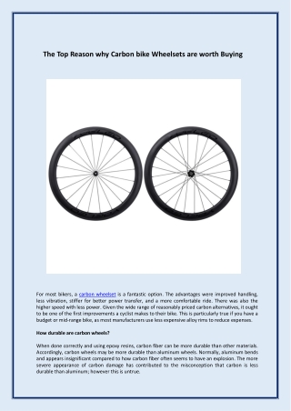 The Top Reason why Carbon bike Wheelsets are worth Buying