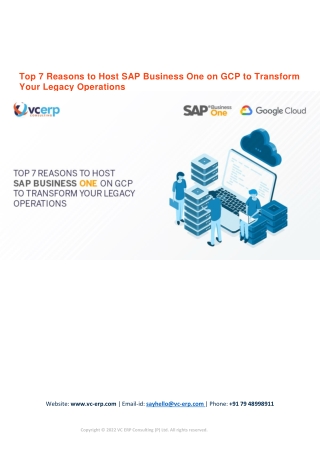 Top 7 Reasons to Host SAP Business One on GCP to Transform Your Legacy Operations