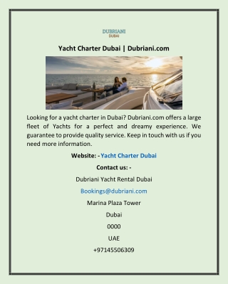 Yacht Charter Dubai | Dubriani.com