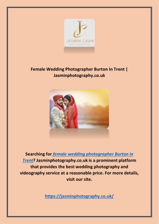 Female Wedding Photographer Burton In Trent | Jasminphotography.co.uk