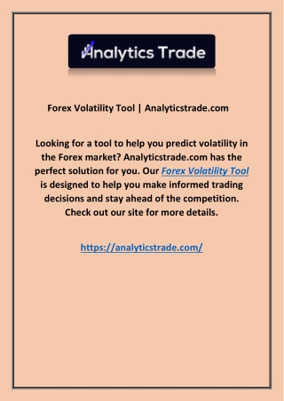 Forex Volatility Tool | Analyticstrade.com
