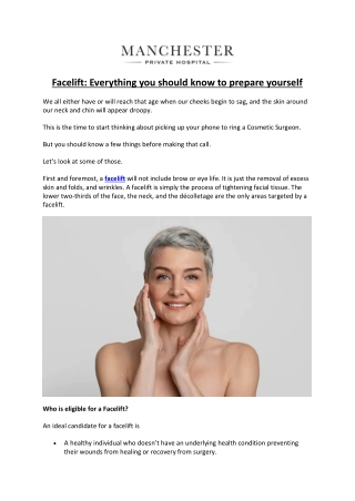 Facelift: Everything you should know to prepare yourself