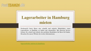 Lagerarbeiter in Hamburg mieten | Packteam24.de