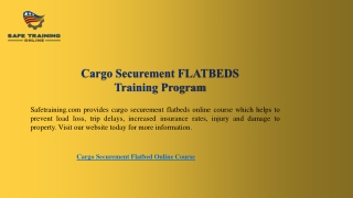 Cargo Securement FLATBEDS Training Program