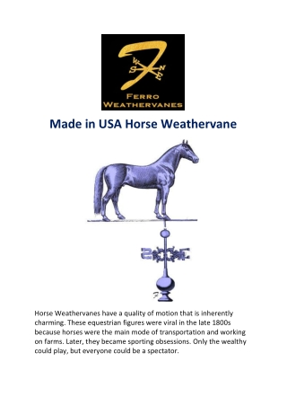 Made in USA Horse Weathervane