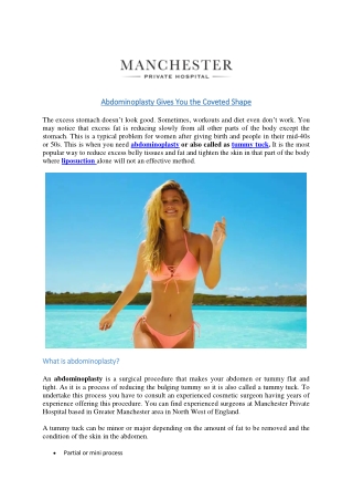 Abdominoplasty Gives You the Coveted Shape