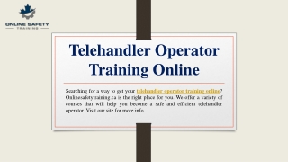 Telehandler Operator Training Online | Onlinesafetytraining.ca