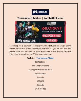 Tournament Maker | Kombatlink.com