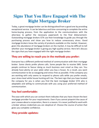 Signs that you have engaged with the right mortgage broker