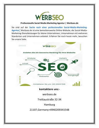 Professionelle Social Media Marketing Agentur  Werbseo.de