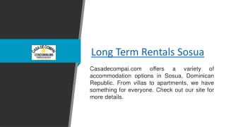 Long Term Rentals Sosua  Casadecompai.com