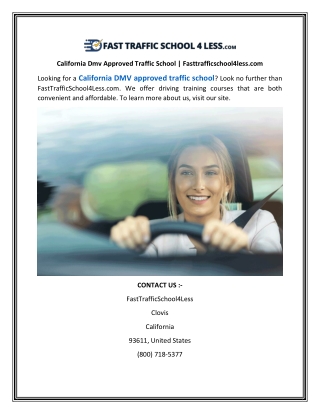 California Dmv Approved Traffic School  Fasttrafficschool4less