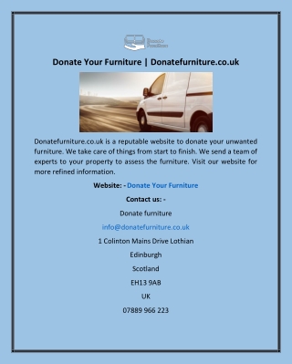 Donate Your Furniture | Donatefurniture.co.uk
