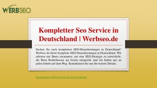 Kompletter Seo Service in Deutschland | Werbseo.de