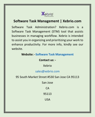 Software Task Management | Xebrio.com