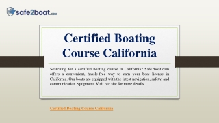 Certified Boating Course California | Safe2boat.com